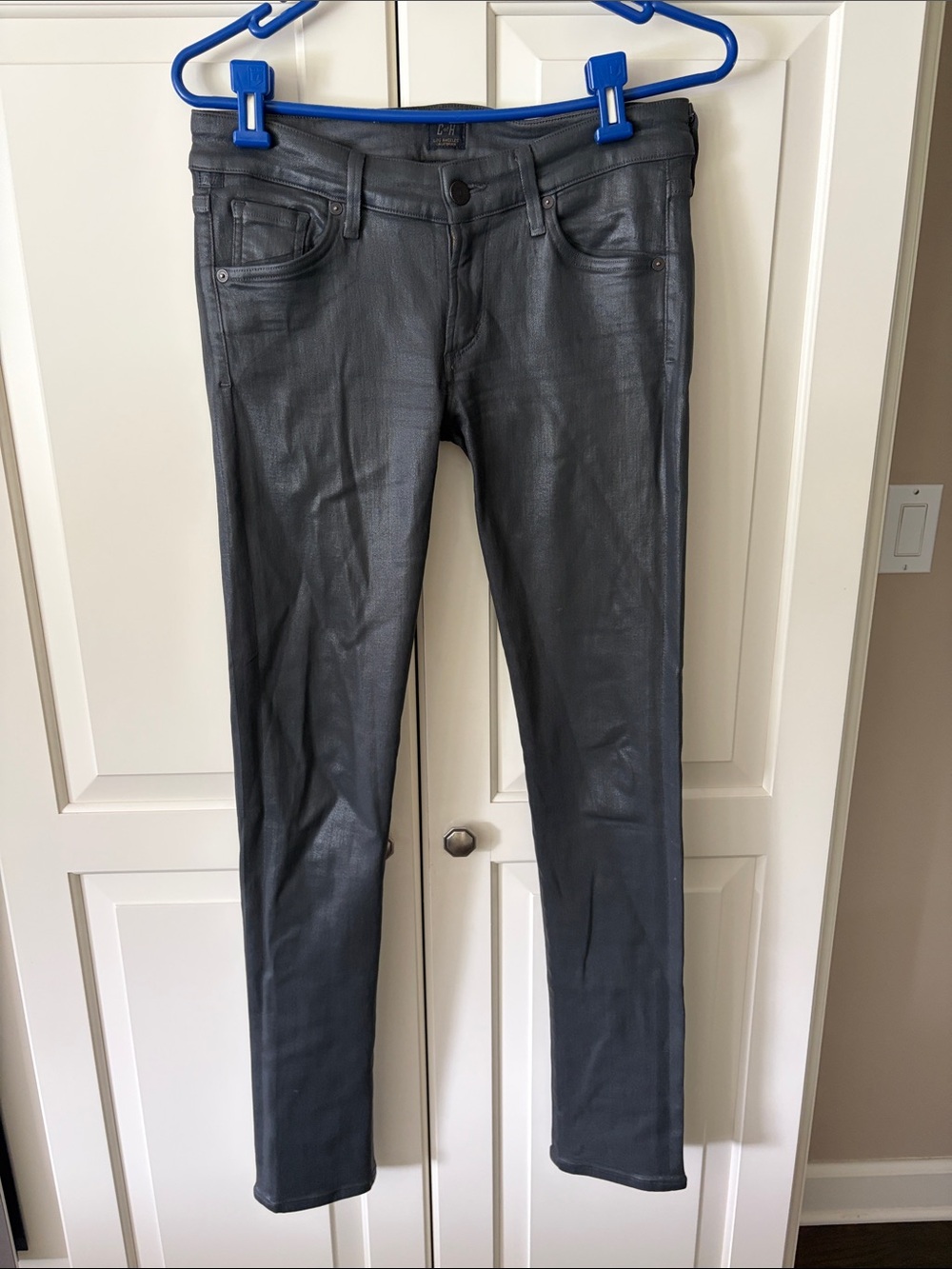 Women’s Faux Leather Skinny Jeans - Black